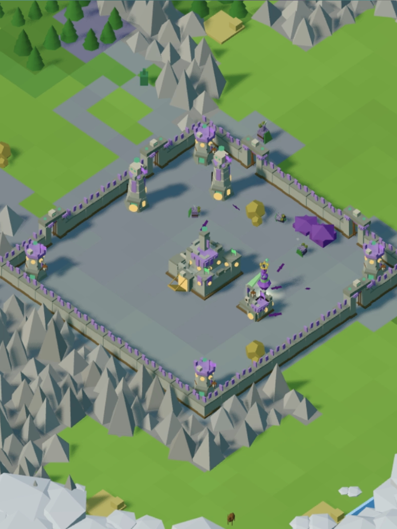 A Cursed Undead kingdom inside its purple-crested wall ring, hemmed in by mountains