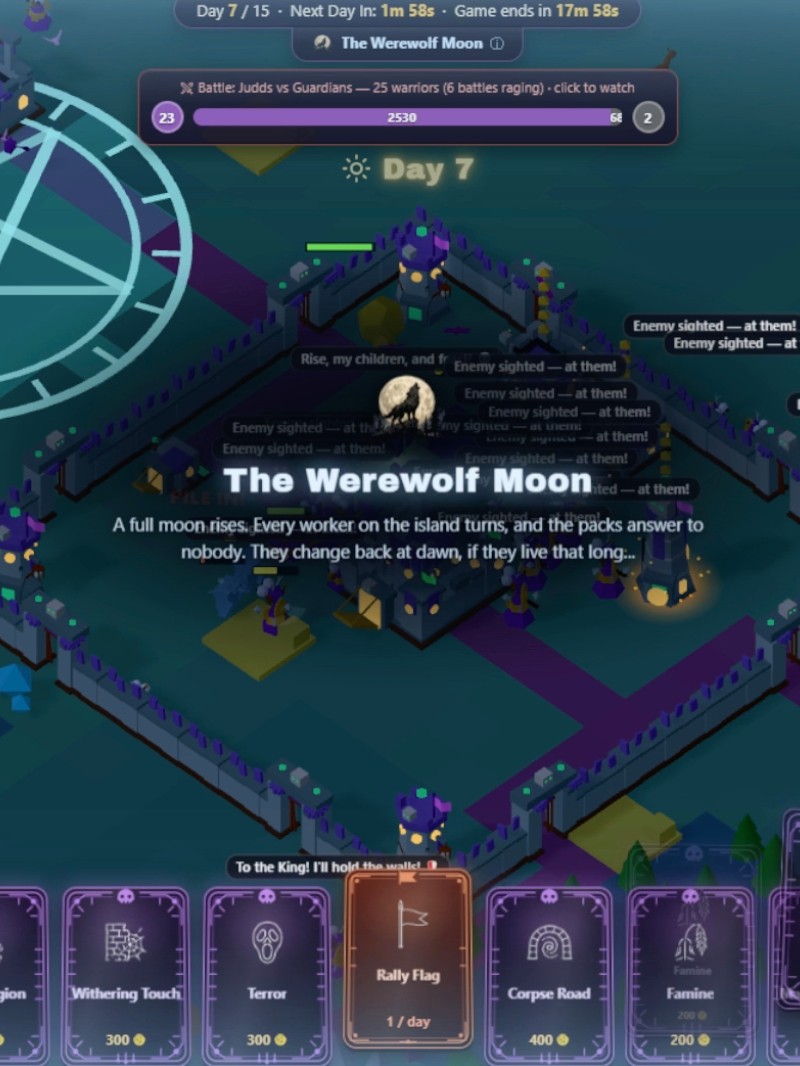 The Werewolf Moon rising over a Cursed Undead capital, the pack howling as the workers turn